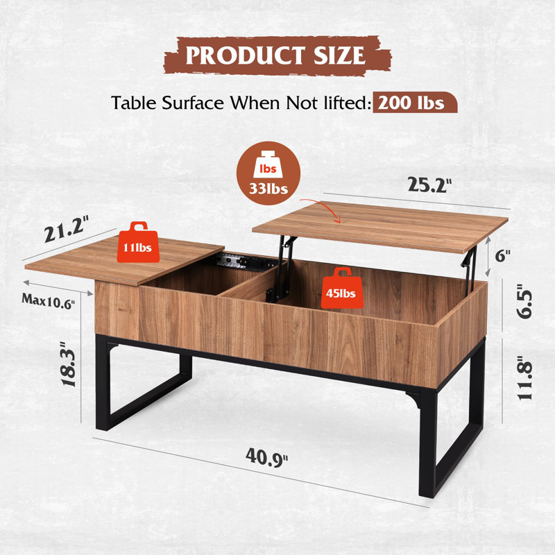 Valero Lift Top Extendable Sled Coffee Table with Storage